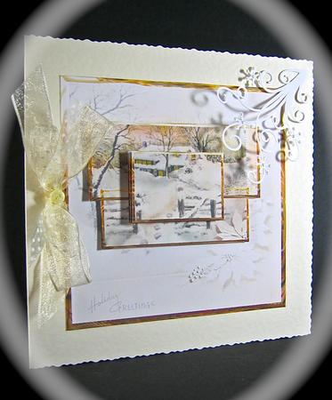 Footsteps in the Snow Card Front with Panel Toppers by Cynthia Massey