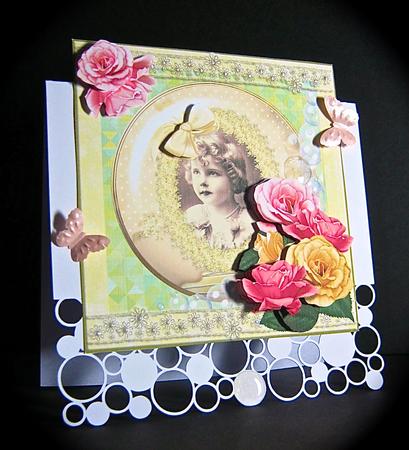 Roses & Vintage Little Girl Card Topper & Decoupage by Cynthia Massey