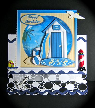 Surf Shack Square Card Front by Cynthia Massey