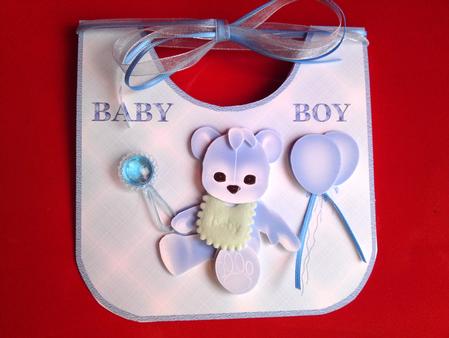 Baby Boy Bib Shaped Card with Step-by-step by Cynthia Massey