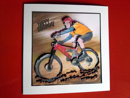 Mountain Bike Dude A4. by Cynthia Massey