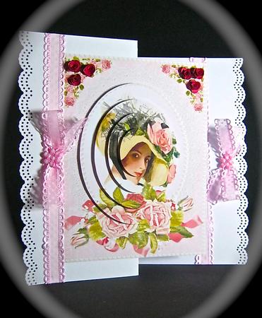Beautiful Vintage Lady with Vintage Roses Pyramid by Cynthia Massey