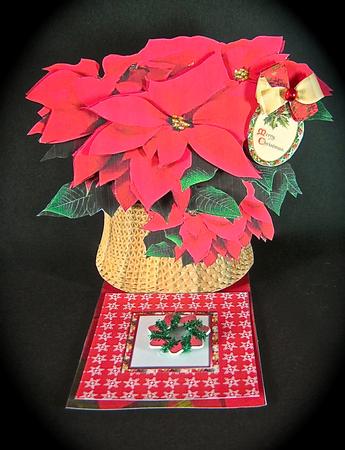 Red Poinsettia Basket Easel Card & Envelope by Cynthia Massey
