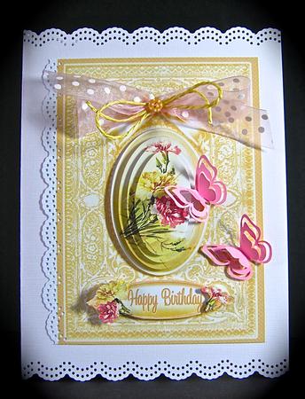Pink Carnations A5 Oval Pyramage by Cynthia Massey