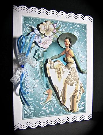 Beauty in Cream and Teal Topper by Cynthia Massey