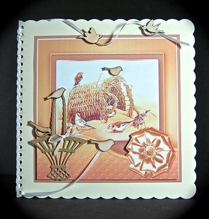 Vintage Birds on a Broken Basket 8in x 8in Decoupage by Cynthia Massey