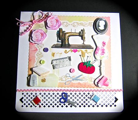 Sewing Room Card Topper & Decoupage by Cynthia Massey