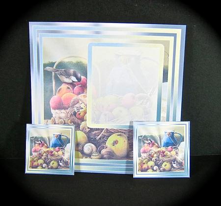 Vintage Birds Eating a Feast of Apples Matching 8x8 Ins Plat by Cynthia Massey