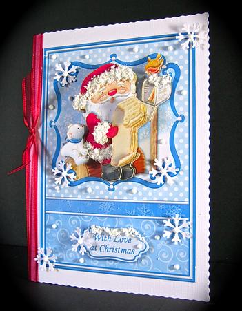 Santas Christmas Post Card Topper & Decoupage by Cynthia Massey