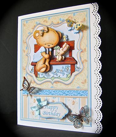 Present in the Park Birthday Friend Card Topper & Decoupage by Cynthia Massey