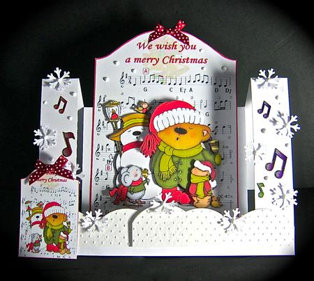We Wish You a Merry Christmas Shaped Topper with Tag by Cynthia Massey