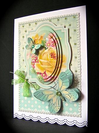 Roses, Lace and Butterflies - Mint by Cynthia Massey