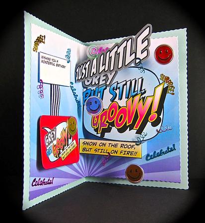 Grey But Groovy Pop Up Birthday Card by Cynthia Massey