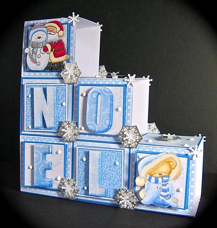 Christmas Noel Snow Blocks Card 2 Sheet Mini Kit by Cynthia Massey