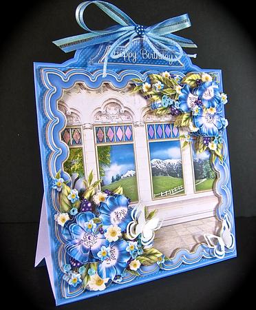 Triangular Base Kit Blue Flowers and Daisies by Cynthia Massey