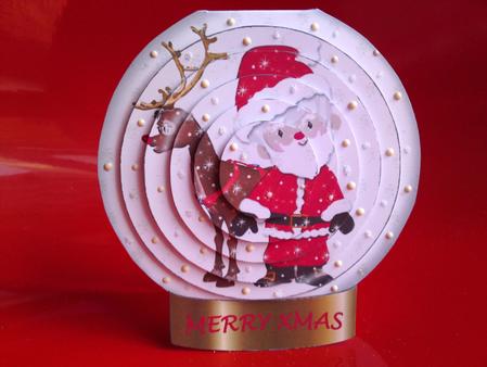 Santa & Rudolf Snowglobe Christmas Card by Cynthia Massey