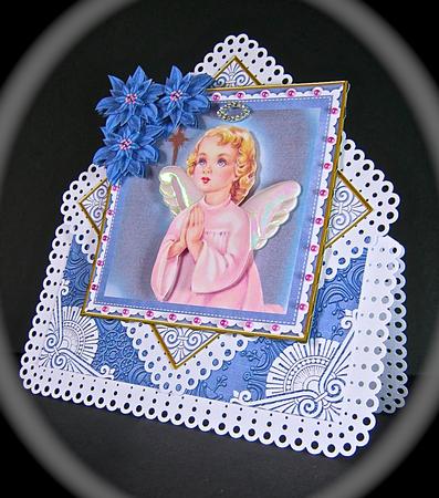 Preying Girl Blue Poinsettia Diamond Mini Card Kit by Cynthia Massey