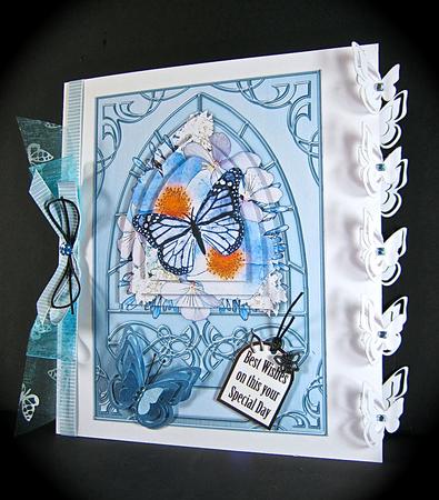 Butterfly Blues Fancy Arch Shaped Pyramid Sheet by Cynthia Massey