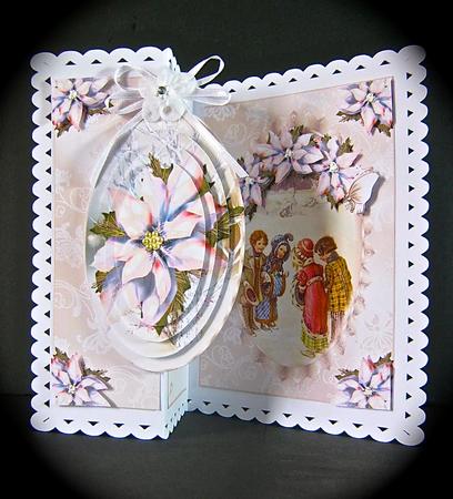 No Holes Fold Card the Pink Poinsettia by Cynthia Massey