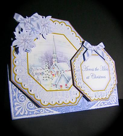 Blue Church Across the Miles Double Octagon Card Kit by Cynthia Massey