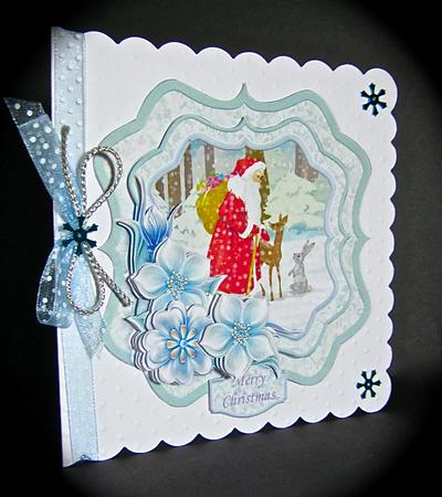 Santa in Woods Christmas Bracket Topper Decoupage & Insert by Cynthia Massey