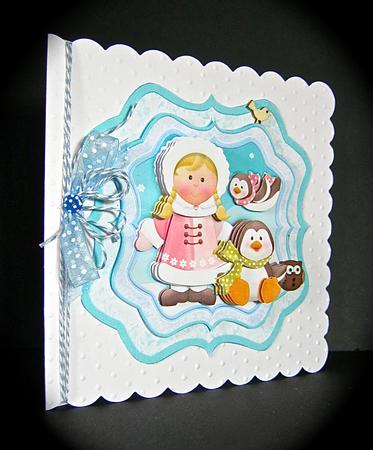 Eskimo & Penguin Pals Bracket Topper Decoupage & Insert by Cynthia Massey