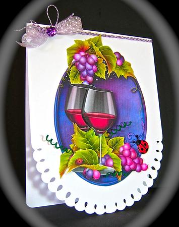 Red Wine & Grapes Shaped Topper by Cynthia Massey