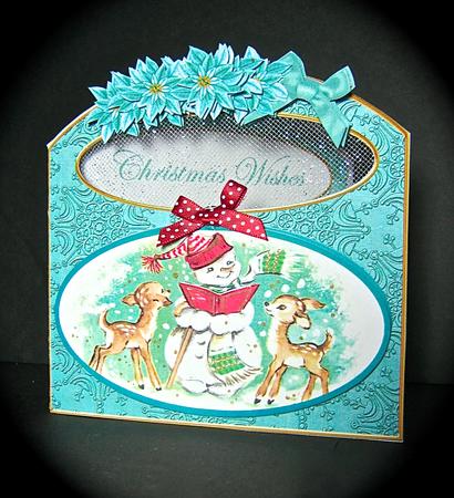 Snowmen Christmas Wishes Aperture Decoupage Card Mini Kit by Cynthia Massey