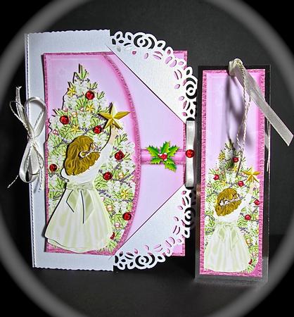 A Little Bit Pink Christmas Envelope Card Mini Kit by Cynthia Massey