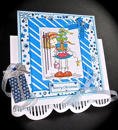Delivering Presents Card Topper & Pyramid Layers by Cynthia Massey