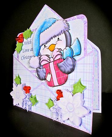 Penguin Christmas Envelope Peeper Card Mini Kit by Cynthia Massey