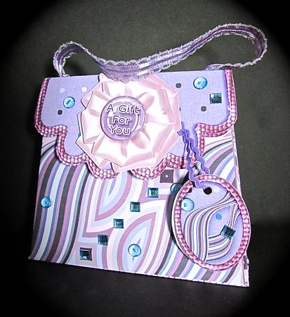 Handbag Gift Box Purple Retro Pattern by Cynthia Massey