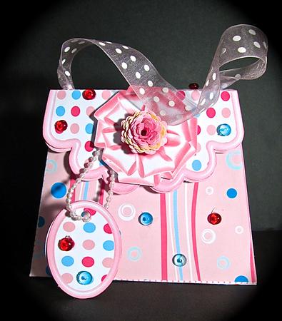 Handbag Gift Box Pink Stripes & Spots by Cynthia Massey