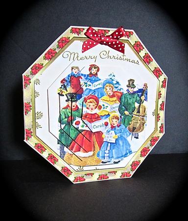 Christmas Carol Singers folded card by Cynthia Massey