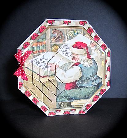 Christmas Vintage Santas Workshop folded card by Cynthia Massey