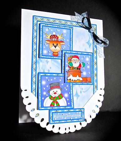 Three Squares - Santa and Friends by Cynthia Massey