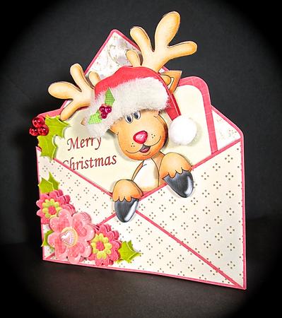 Rudolf Christmas Envelope Peeper Card Mini Kit by Cynthia Massey