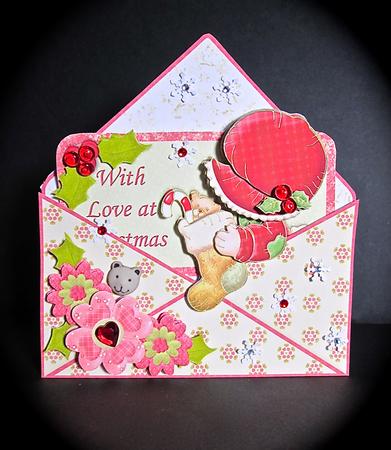 Christmas Bonnet Girl Envelope Peeper Card Mini Kit by Cynthia Massey