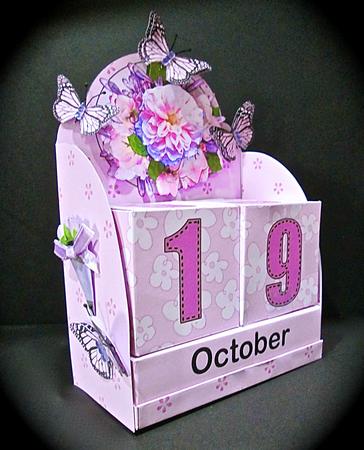 3D Rose Bouquet Perpetual Calendar Desk Set 3D Decoupage by Cynthia Massey