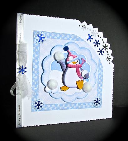 Penguin Snowball Splat Christmas Card Topper & Decoupage by Cynthia Massey