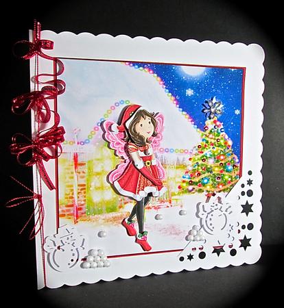 Looking Out for Santa 8x8 Card Front with Decoupage by Cynthia Massey