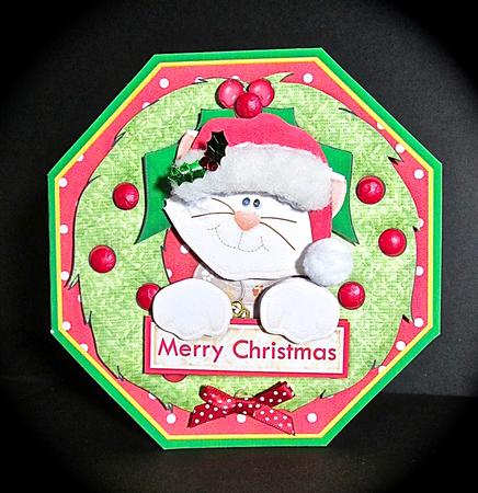 Christmas Cat Wreath Peeper with Decoupage Mini Kit by Cynthia Massey