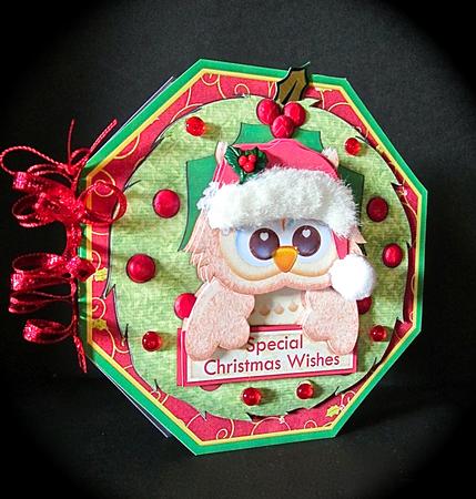 Christmas Owl Wreath Peeper with Decoupage Mini Kit by Cynthia Massey