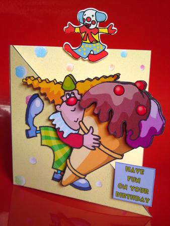 Clown Over the Edge Fold Quick Card by Cynthia Massey
