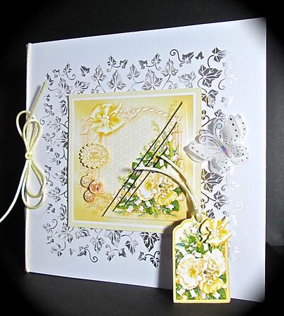 Cream Roses on a Vintage Frame 5in x 5in Pyramage by Cynthia Massey