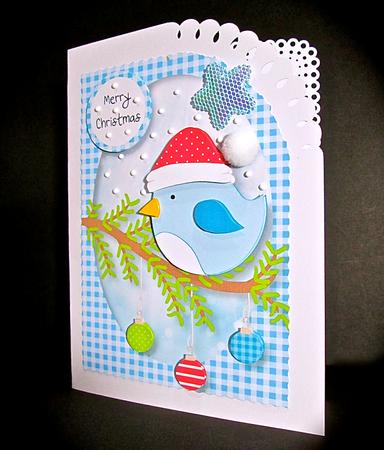 Christmas Bird on a Baubles Branch by Cynthia Massey