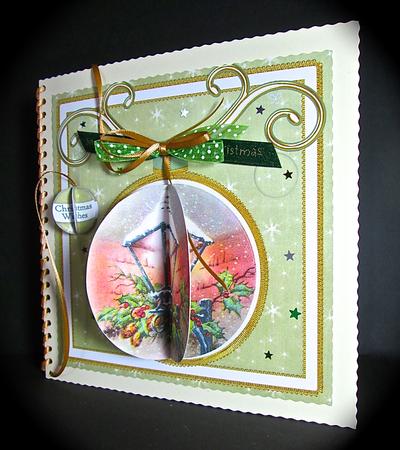 Christmas Lantern Olive 3D Bauble 8in Card Front Mini Kit by Cynthia Massey