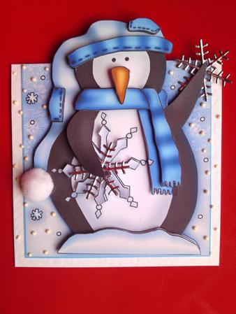 Penguin and Snowflake Over the Edge and Decoupage by Cynthia Massey