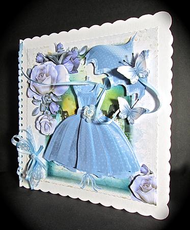 Blue Polka Dots Dress Card Front Kit by Cynthia Massey