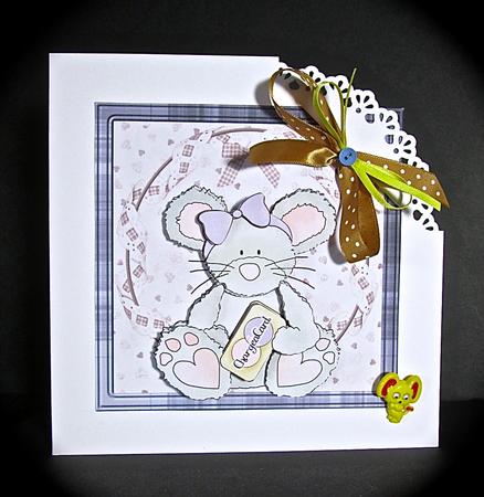 Mouse About Town Card with Decoupage by Cynthia Massey
